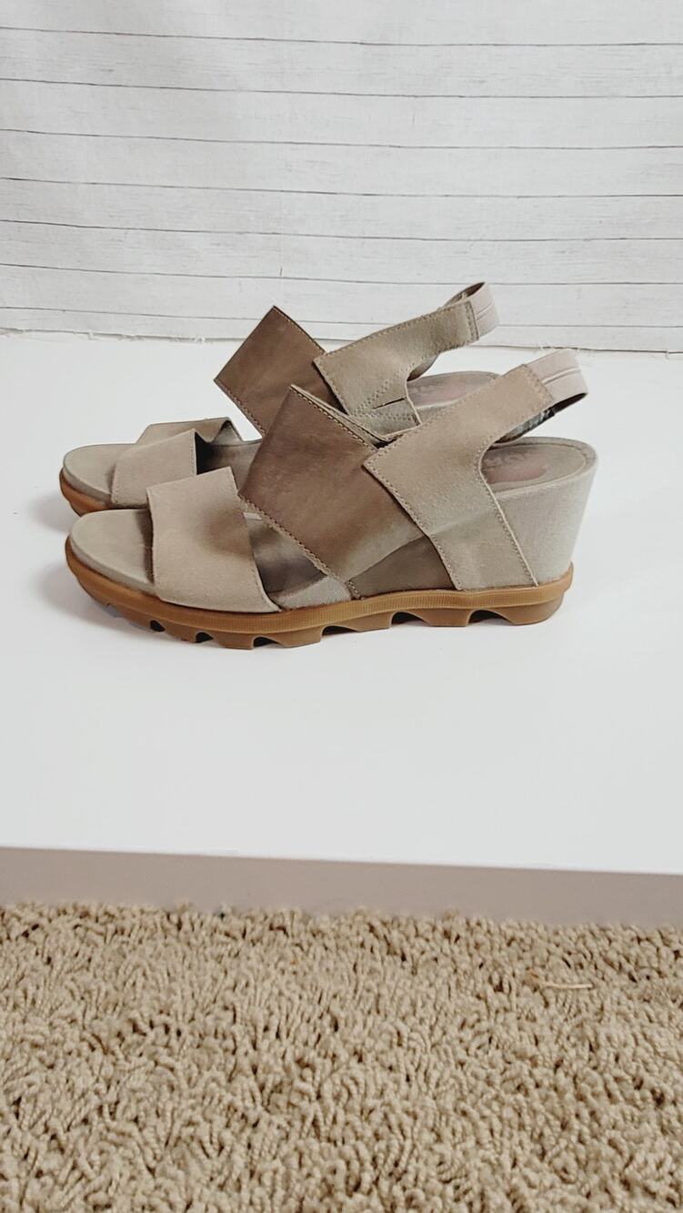 SOREL Joanie II Slingback Sandal Wedges in Sandy Tan, sz 9
